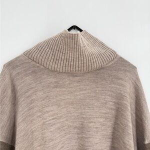 Cos 100% Wool Merino Contrast Colorblock Knit Turtleneck Side Slit Sweater